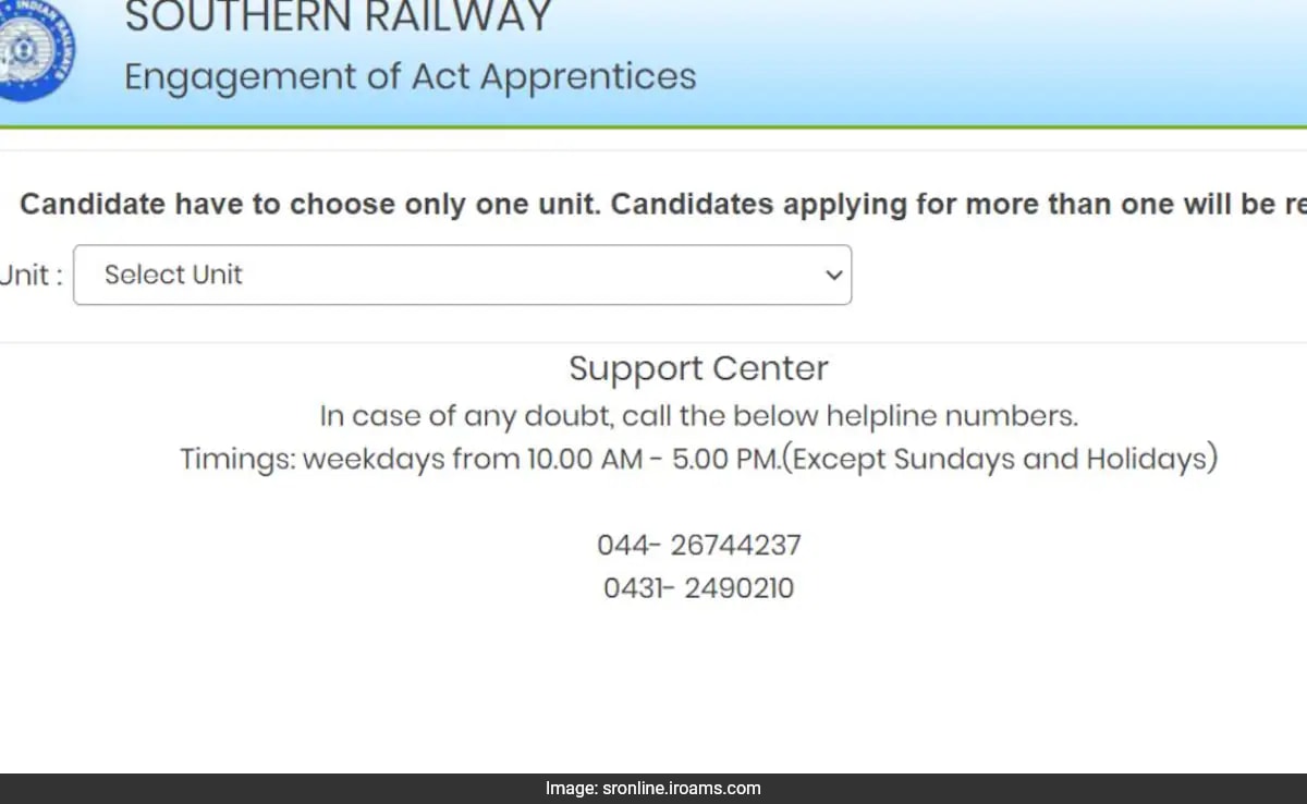 Southern Railway Invites Applications For 2,438 Apprentice Posts, Details Here