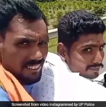 'Eyes On The Road': UP Police Shares Video Of Men Crashing Bike While Filming Reel