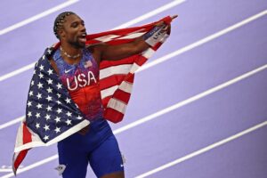 Read more about the article Noah Lyles Triumphs In Olympic 100m Thriller After Novak Djokovic ‘Golden Slam’