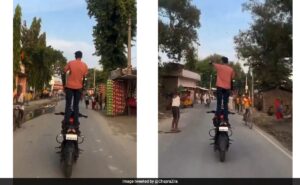 Read more about the article Video Shows Man Doing Risky Stunt On Moving Bike, Bihar Police Responds