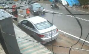 Read more about the article On CCTV, Speeding Car Rams Pedestrian In Hyderabad