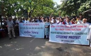 Residents In Guwahati Protest Against Cutting Of Trees To Construct Flyover