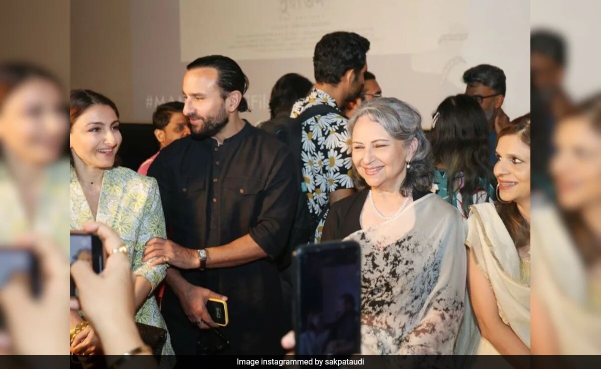 Saif Ali Khan Along With Sisters Soha And Saba Attend Mom Sharmila Tagore's Puratawn Screening