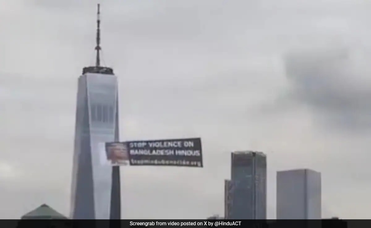 Read more about the article Airline Banner Over New York City Calls To Stop Violence On Bangladesh Hindus