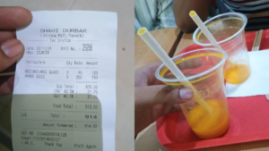 Read more about the article Bill Shows Rs 40 Charge For Plastic Glass For Mango Juice, Internet Reacts