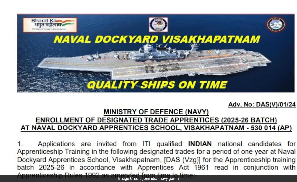 Read more about the article Indian Navy Apprentice Recruitment 2024: Apply Online For 275 Posts, Check Details