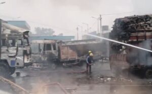 Read more about the article Massive Fire Outside Jaipur Petrol Pump After Trucks Collide, 1 Dead