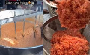 Read more about the article Viral Video Shows How Gajar Ka Halwa Is Made In Bulk