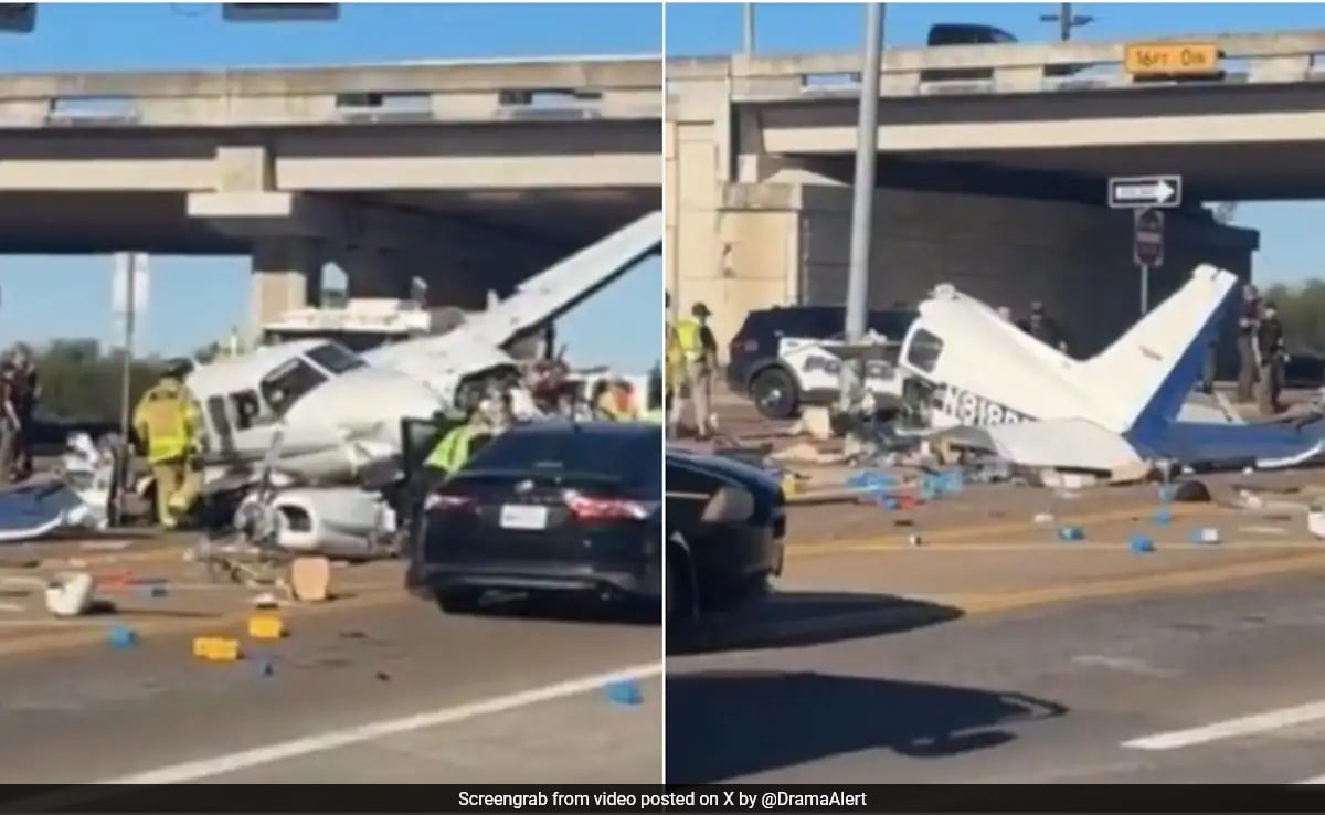 Plane Crashes Into Vehicles On Texas Highway, Splits In Half; 4 Injured