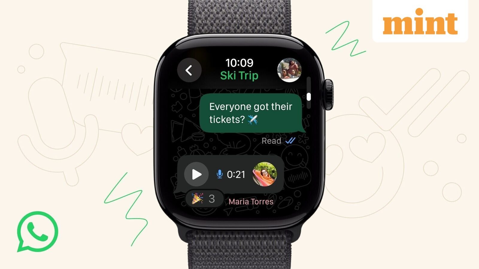 The new WhatsApp app on the Apple Watch