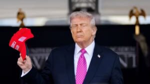 Read more about the article Trump defends his trade-tariff policy with another claim of settling 8 wars – Firstpost