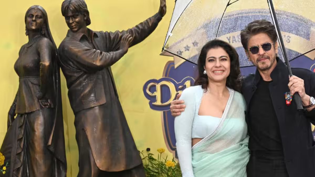 Read more about the article Shah Rukh Khan-Kajol unveil bronze statue of ‘Dilwale Dulhania Le Jayenge’ in London, ‘Pathaan’ actor says ‘It’s the first Indian film to be honoured with…’