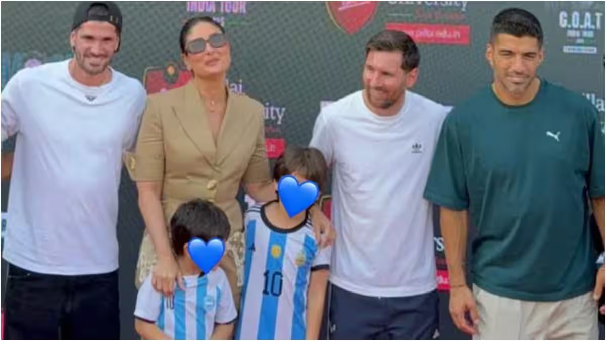 Jeh just can't leave Messi's side during Mumbai meet and greet as mom Kareena gently drags him. Watch video – Firstpost