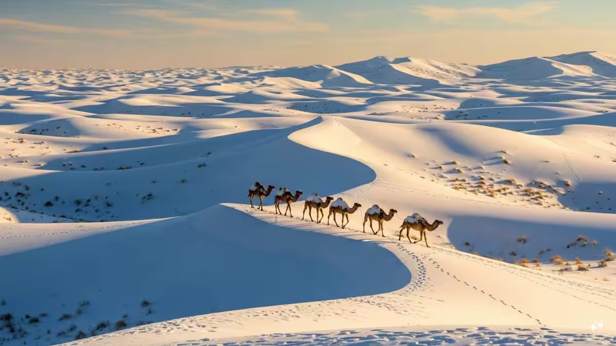 Rare snowfall turns Saudi Arabia turns into winter wonderland – Firstpost