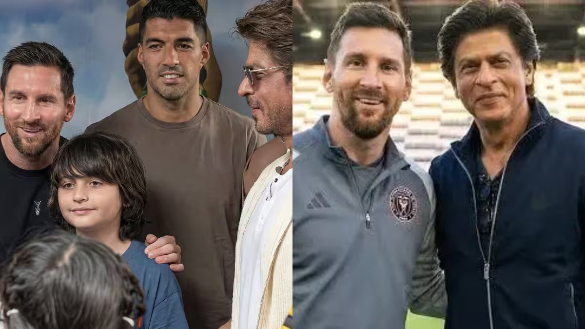 Read more about the article Shah Rukh Khan meets Lionel Messi in Kolkata, football legend clicks a picture with actor’s son AbRam- Watch – Firstpost
