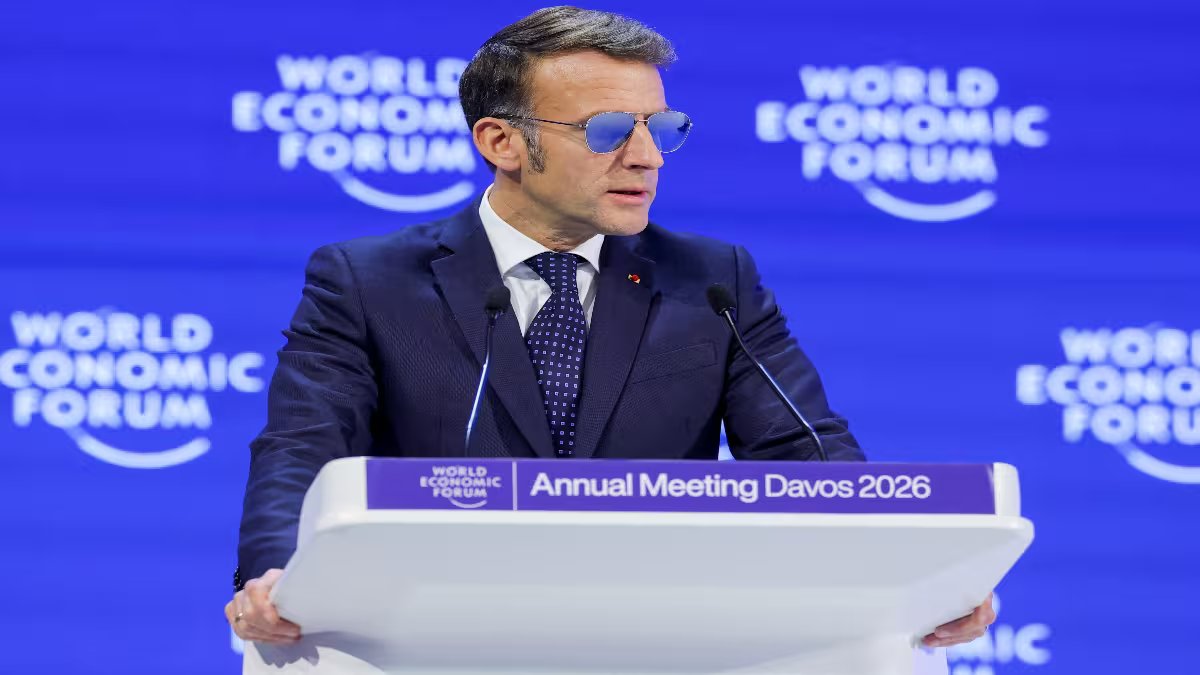 Macron in sunglasses at WEF speech, days after bloodshot eye was in spotlight – Firstpost