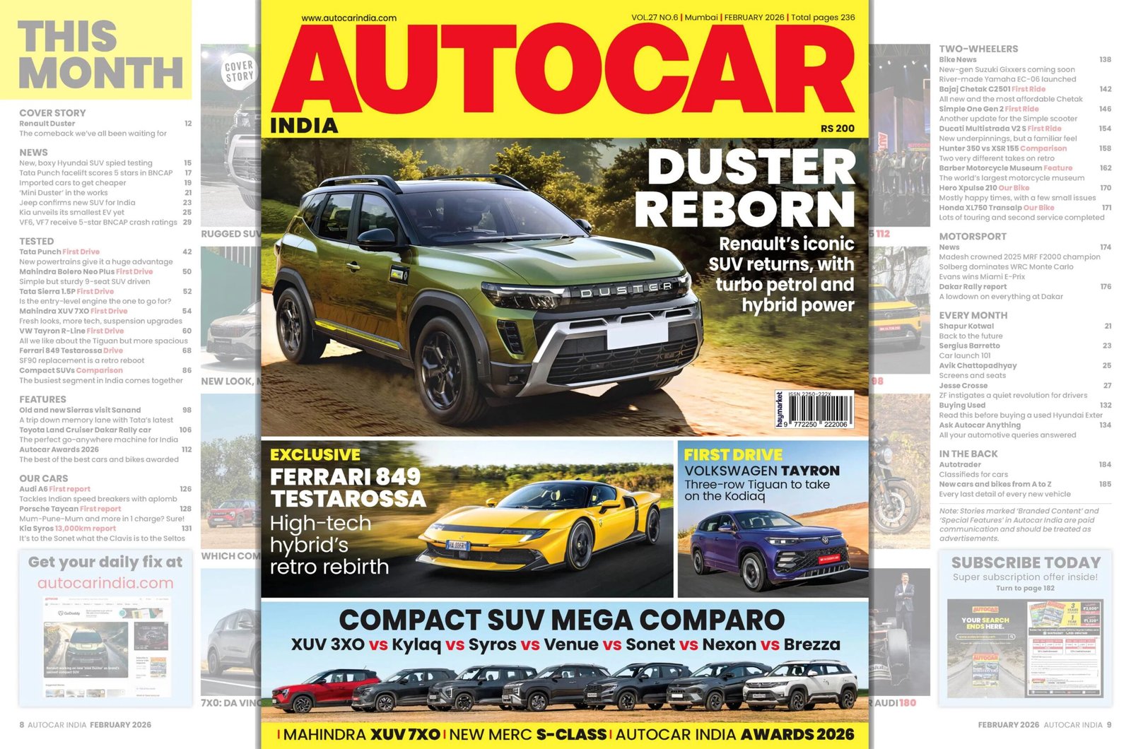 Read more about the article Renault Duster returns, old, new Tata Sierra driven, and more: Autocar Feb 2026 – Introduction