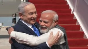 Read more about the article Red carpet reception for PM Modi as Netanyahu, wife receive him at Tel Aviv airport – Firstpost