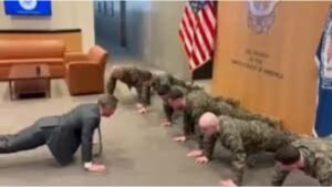 Read more about the article Trump’s UN envoy does push-ups in a match-up with marines – Firstpost